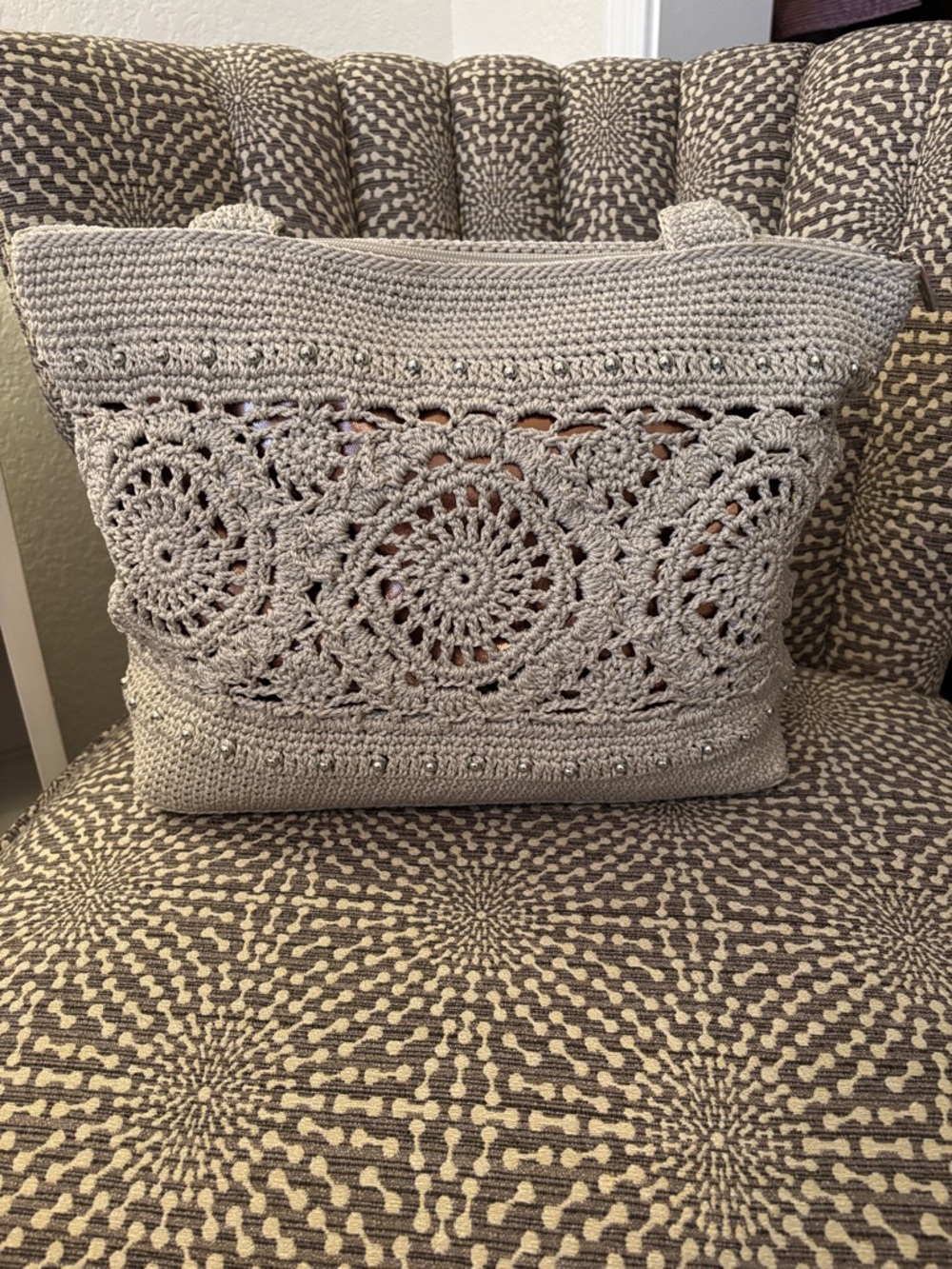 The Sak Crafted Classics Tote Crochet Natural Medallion Everyday Shoulder Bag - Picture 8 of 16